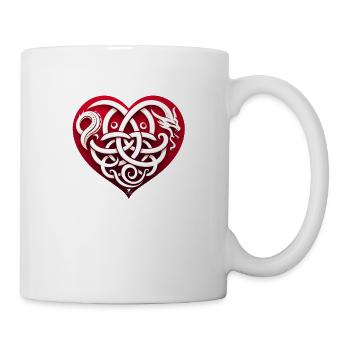 Celtic dragon heart from Brittany - Mug - white - Right