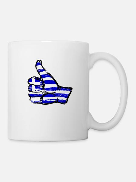 Drapeau de la Grèce OK Symbole utilisé - Mug blanc - blanc