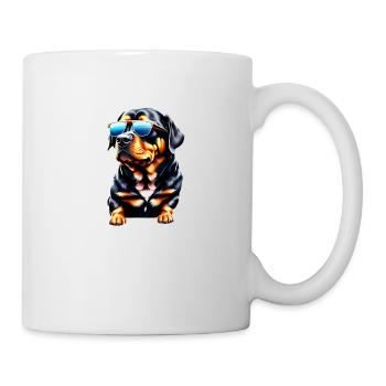 Rottweiler with sunglasses, dog, puppy, dogs - Mug - white - Right