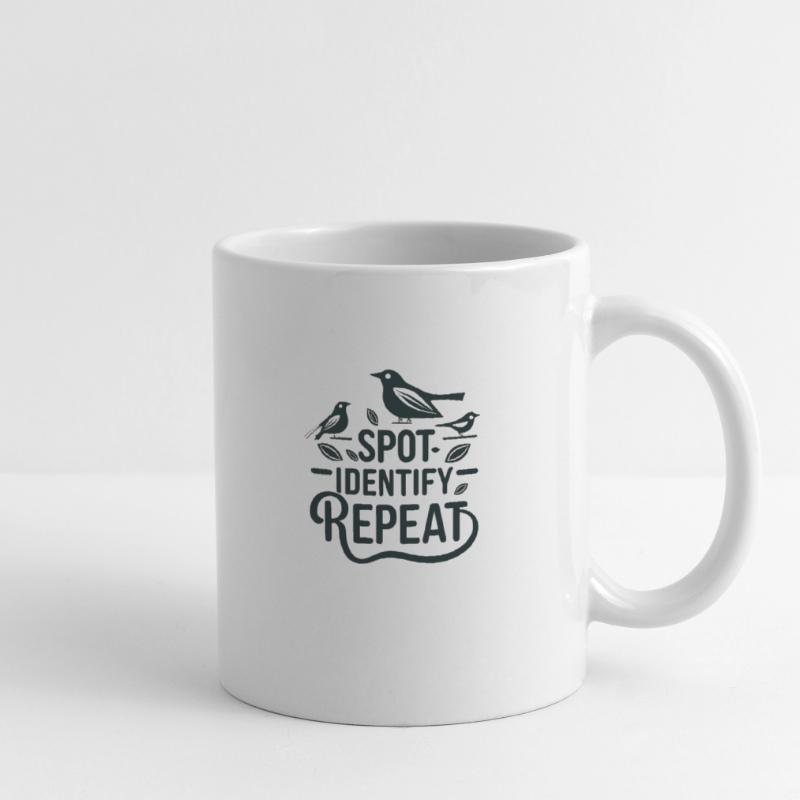 "repérer, identifier, répéter" slogan simple Mug blanc