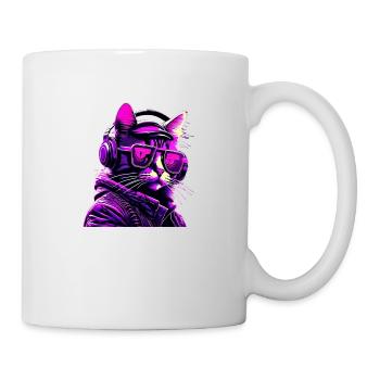 Techno Katze Neon - Tasse - Weiß - Rechts
