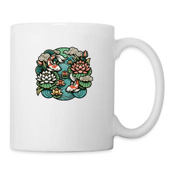 Koi-Karpfen inspiriert von traditioneller chinesischer Kunst - Tasse - Weiß - Rechts