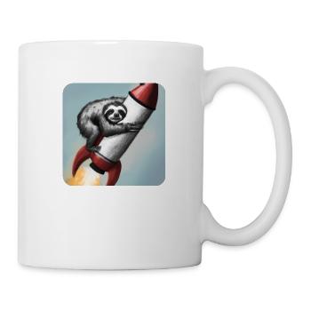 Faultier auf Rakete - Tasse - Weiß - Rechts