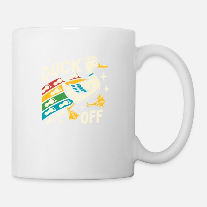 Duck Hunter Pun, Duck Off, Retro Waterfowl Duck - Tasse - Weiß