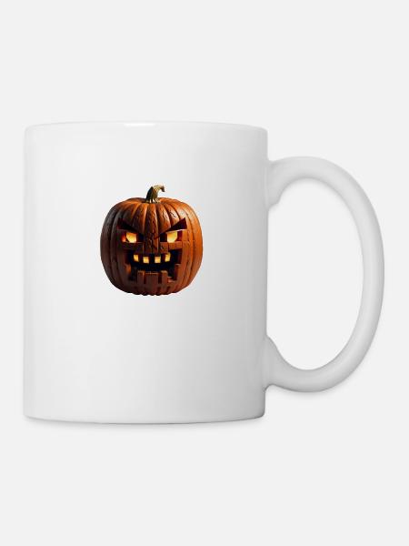 Halloween horror Evil Mine craft like Pumpkin - Mug - white
