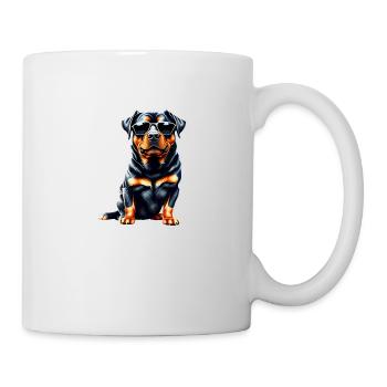 Rottweiler puppy dog with sunglasses dogs - Mug - white - Right