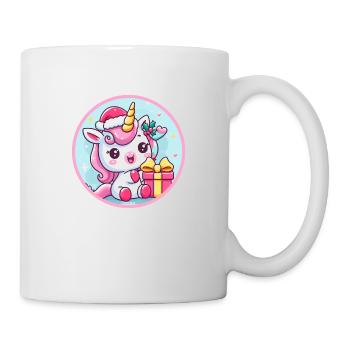 Christmas Unicorn with a gift - Mug - white - Right