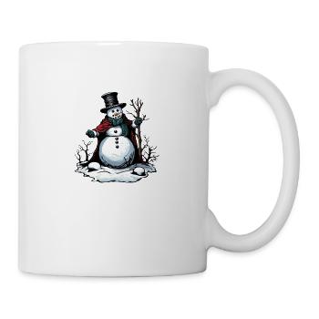 Schneemann / Winter / Schnee / Comic / kalt - Tasse - Weiß - Rechts
