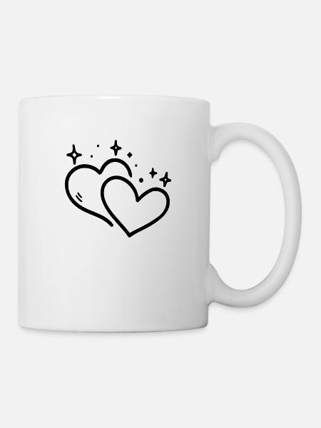 Deux coeurs paillettes - Mug blanc - blanc