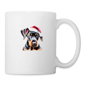 Dobermann Weihnachten Hund X-Mas Dobermanntrainer - Tasse - Weiß - Rechts
