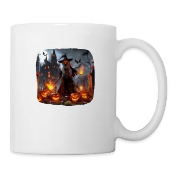 Witch Skeleton Castle Fire Pumpkins Fear - Mug - white - Right