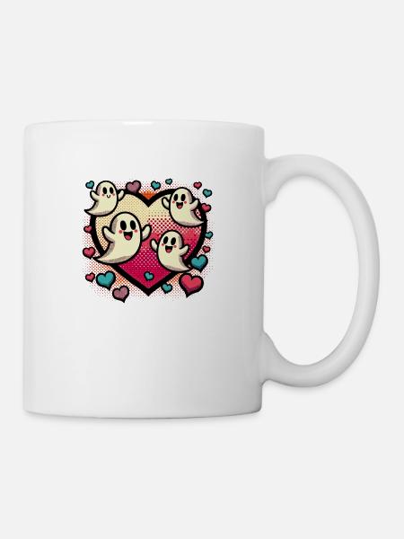 Retro Ghost Heart T-Shirt - Tasse - Weiß