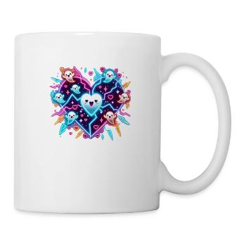 Neon Glow Ghost Heart T-Shirt - Mug - white - Right