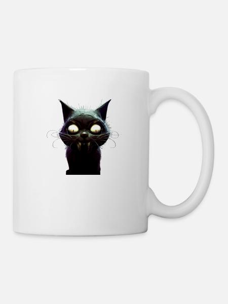 Vampir-Katze-Angst Grausamer gruseliger Albtraum - Tasse - Weiß