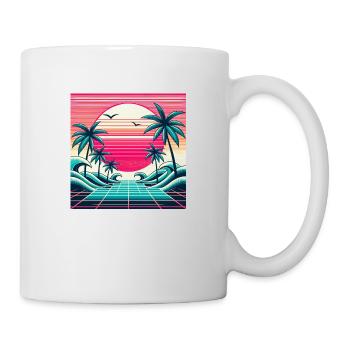 Retro Wave 80s Sunset - Mug - white - Right