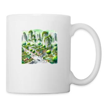 Aquarell-Öko-Stadt - Tasse - Weiß - Rechts