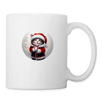 Weihnachtsmann Katze freut sich tierisch - Tasse - Weiß - Rechts