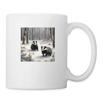 Kleine Dachse im Schnee - Tasse - Weiß - Rechts