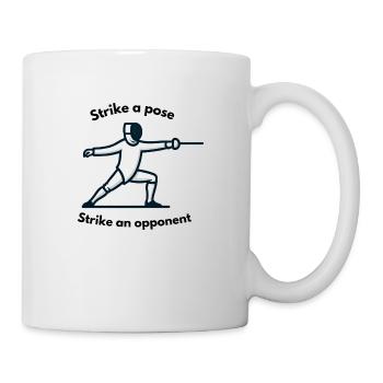 "Nimm eine Pose ein, schlage einen Gegner" - Tasse - Weiß - Rechts