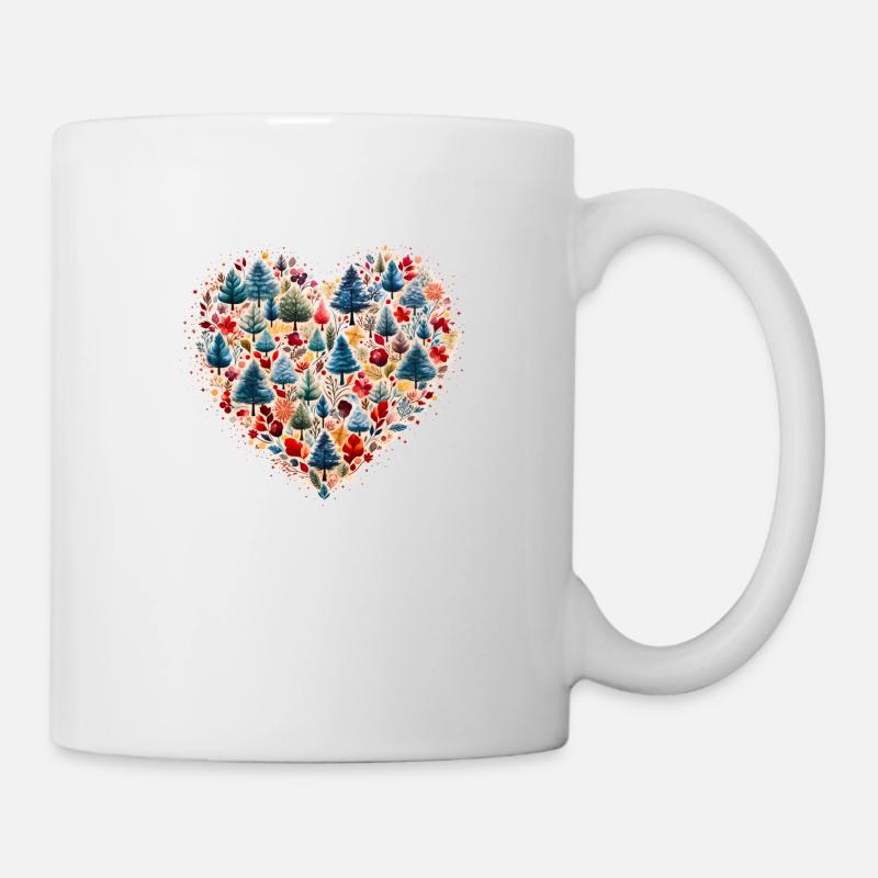 Minimalistisches buntes Weihnachtsherz - Tasse - Weiß