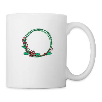 Décoration de joyeux Noël avec couronne - Mug blanc - blanc - Droite