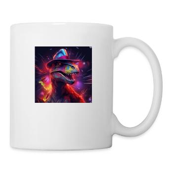 Neon Dino - Tasse - Weiß - Rechts