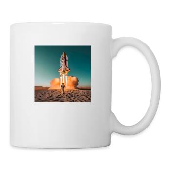 astronaut with rocket - Mug - white - Right