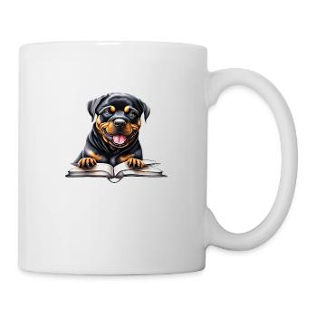 Rottweiler Dog Rottweiler Puppy Book Reading Dogs - Mug - white - Right