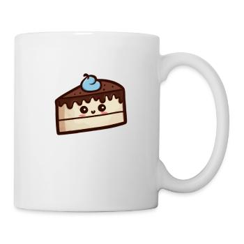 Stück Schoko-Mokka-Kuchen, süß und niedlich! - Tasse - Weiß - Rechts