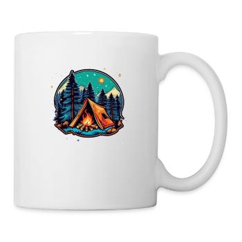 Camping, tent and campfire - Mug - white - Right