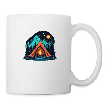 Camping, tent and campfire - Mug - white - Right