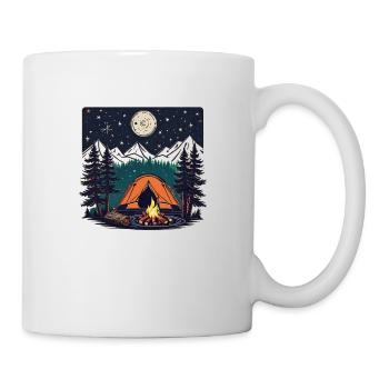 Camping, tent and campfire - Mug - white - Right