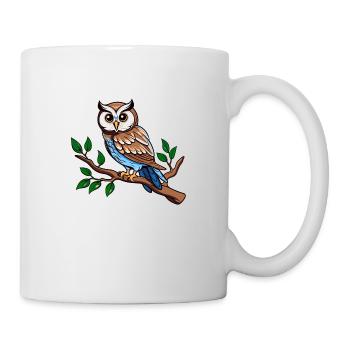 Hibou sur une branche Motif T-shirt et pull - Mug blanc - blanc - Droite
