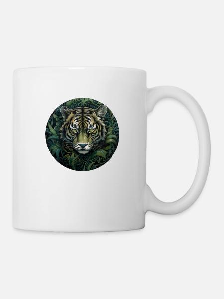 Tiger im Dschungel Geschenk Raubkatze Wildtier - Tasse - Weiß