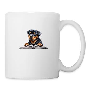 Dogs Book Reading Rottweiler Puppy Rottweiler Dog - Mug - white - Right