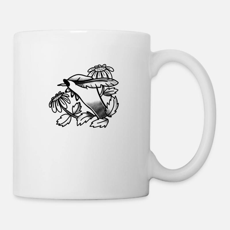 Hexen-Boho-Tattoo-Handschrift mit Löwenzahn - Tasse - Weiß