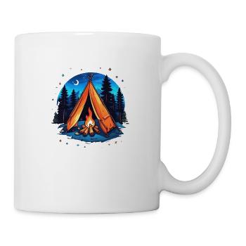 Camping, tent and campfire - Mug - white - Right