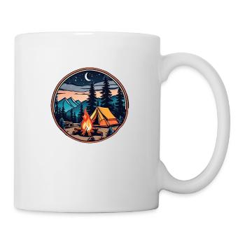 Camping, tent and campfire - Mug - white - Right