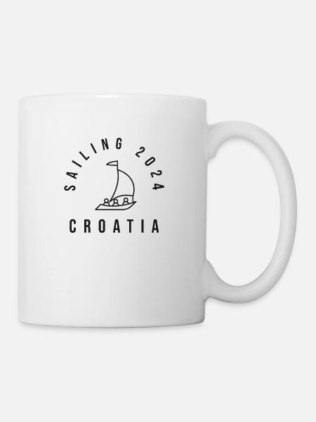 sailing croatia 2024 rund black 1 - Tasse - Weiß