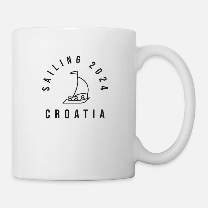 sailing croatia 2024 rund black 1 - Tasse - Weiß