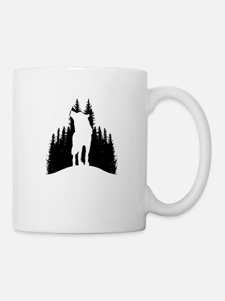 Wilder Wolf Skizze Wilde Tier Wandern Natur Seele - Tasse - Weiß