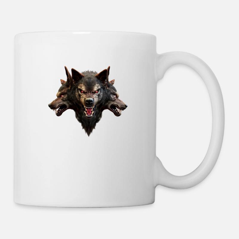 Loup Devil Heads Méchant Creepy Loup-Garou - Mug blanc - blanc