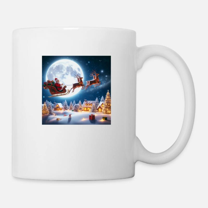 Weihnachtsmann Schlitten Rentier Weihnachtsbaum Weihnachtsgeschenke - Tasse - Weiß