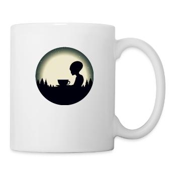 Alien Alien Coffee Silhouette Night Sky - Mug - white - Right