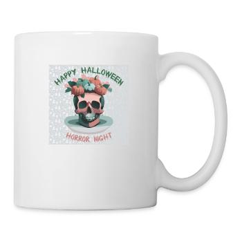 Happy Halloween Totenkopf + Kürbis | Horror Night - Tasse - Weiß - Rechts