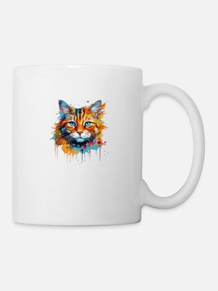 Ginger Cat, Langhaarkatze - Tasse - Weiß