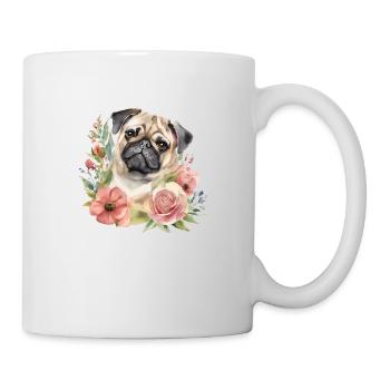 Flower pug - Tasse - Weiß - Rechts