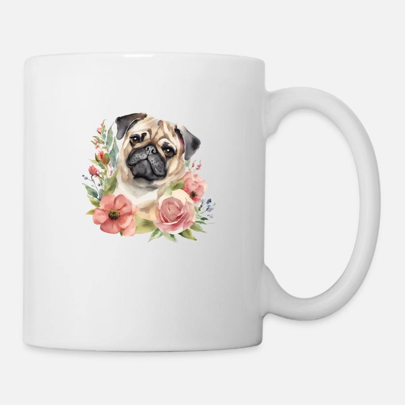 Flower pug - Tasse - Weiß
