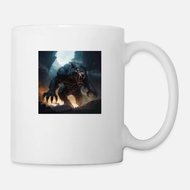 monstre loup-garou classique dans un style comique - Mug blanc - blanc