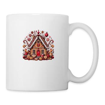 Ein süßes-weihnachtliches Lebkuchenhaus 😊🎅 - Tasse - Weiß - Rechts